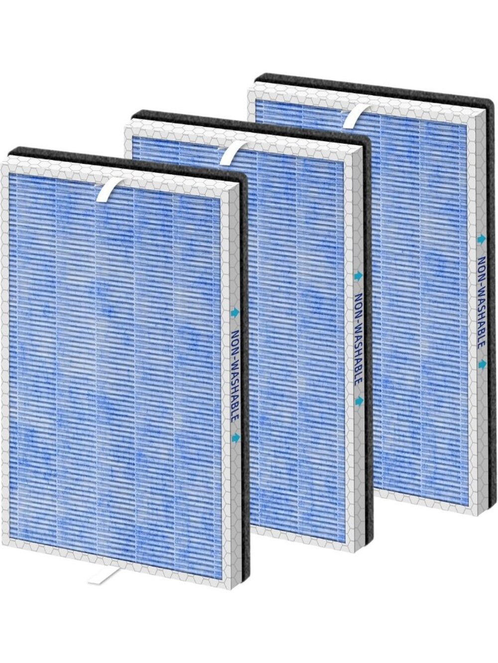 HEPA Replacement Filter 3-Pack for Air Purifier - H13 True HEPA & Activated